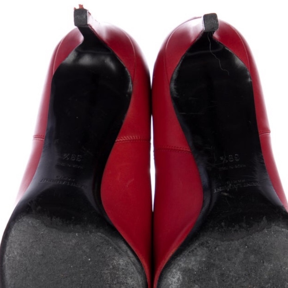 YSL Saint Laurent Red Leather Stretch Booties EU 39.5 / 9.5 US Women shoe - Picture 8 of 10